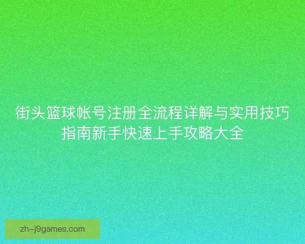 街头篮球帐号注册全流程详解与实用技巧指南新手快速上手攻略大全